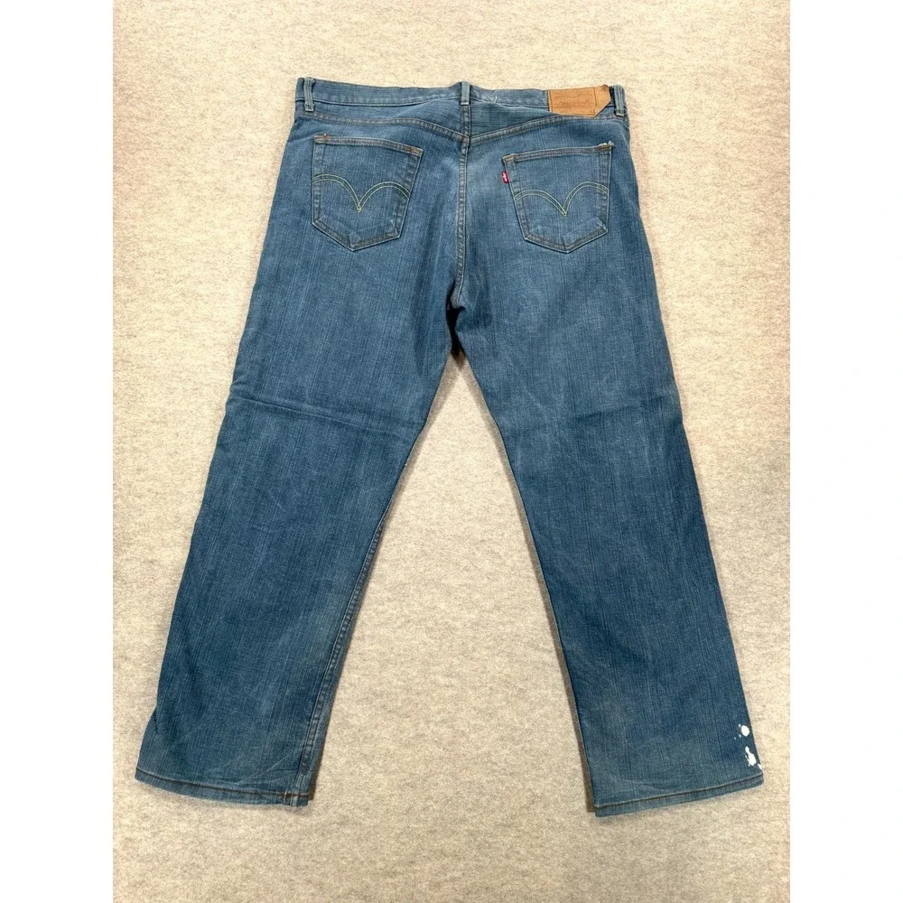Levis 501 Original Fit Straight Jeans Mens 42x32 Blue Denim High Rise Button Fly